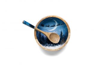 Medium Bowl - Blue Santa