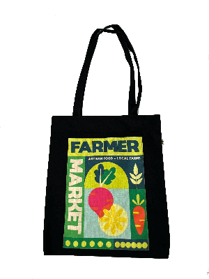 Farmers Market Cotton Canvas Tote Bag (15 inch x 13 inch)